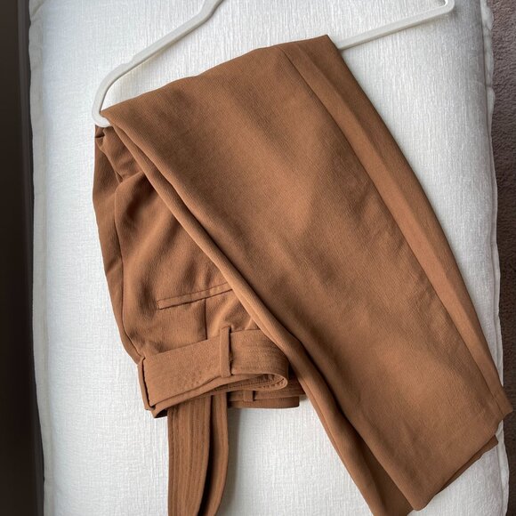 Aritzia Wilfred Brown High Rise Ankle Length Pants with Tie Belt. Like New. Size - Picture 2 of 6
